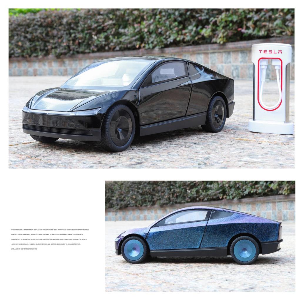 1/24 Legierung Die Cast Tesla ROBOTAXI Automodell Simulation Ton und Licht Ornament für Jungen Spielzeug Halloween Geschenk