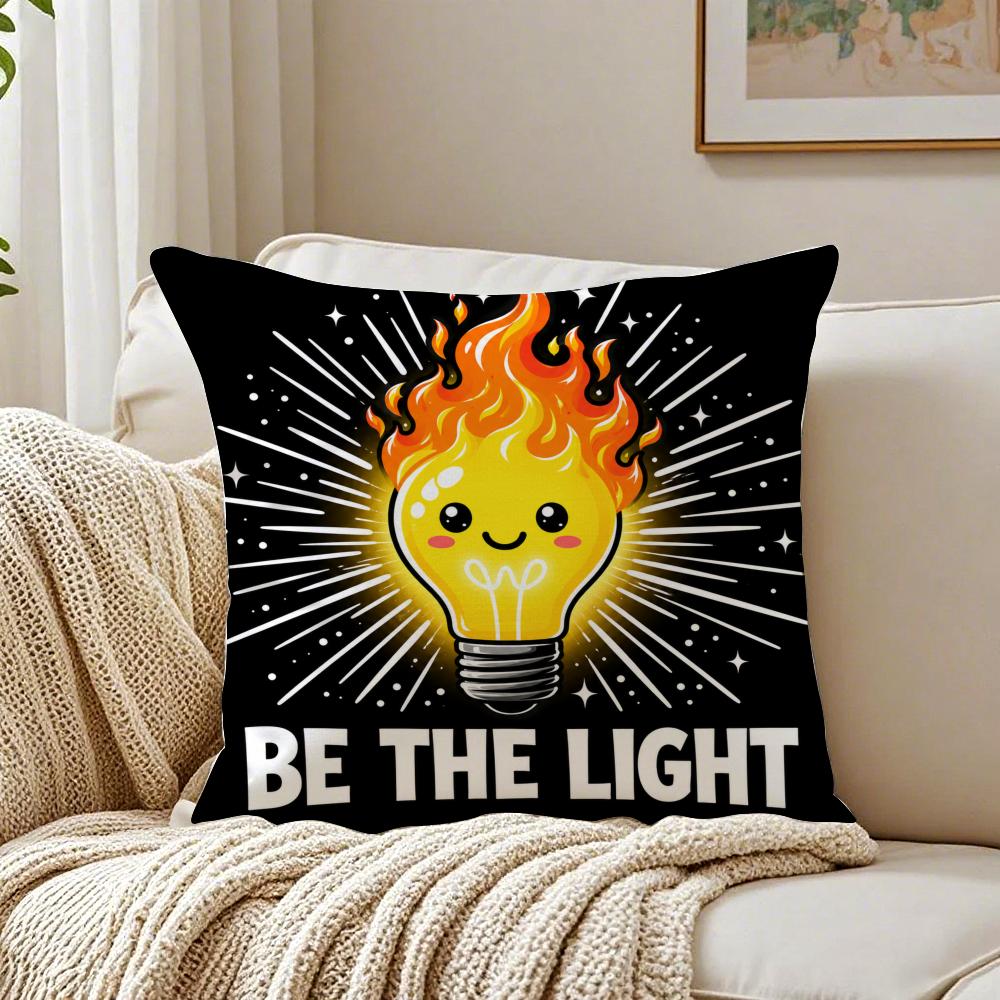 Be The Light Cushion Cover Double-Sided Plush Sofa Cushion Covers Organic Breathable Invisible Zipper
