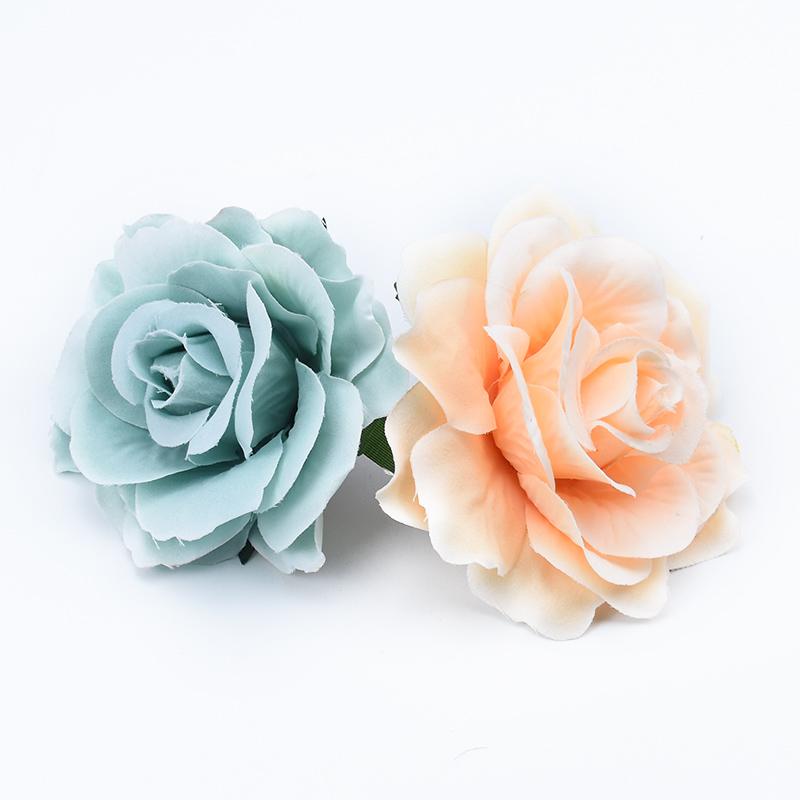 2Pcs 10CM Rose Head Wedding Flower Wall Scrapbook for Home Decor Christmas Garland Silk Flowers Bridal Brooch Artificial Flowers