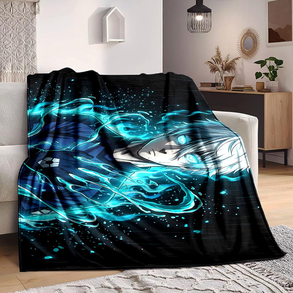 1Pc Blue Energy Burst Flannel Blanket, Soft And Comfortable, Casual Warm, Camping Travel, Christmas, Halloween Xmas Gift S1761