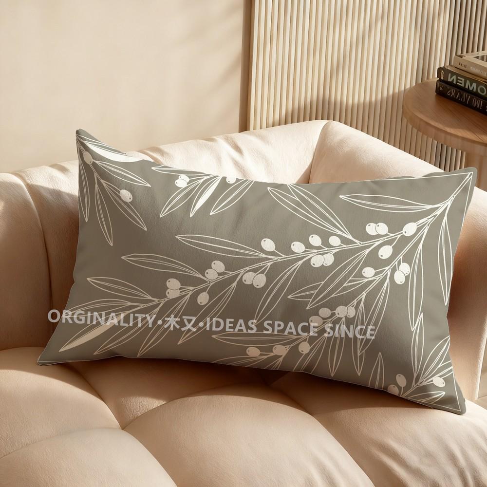 Olive Branch Pattern Pillowcase Suitable For Sofa Bedroom Car Pillow Cover Cushion Rectangular Back Cushion