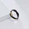 Grundlegende einfache Schnitzerei geometrische Weberei zweifarbigen Titanstahlring Mode Spleißen Persönlichkeit matt Stapelschmuck Paar Fingerring