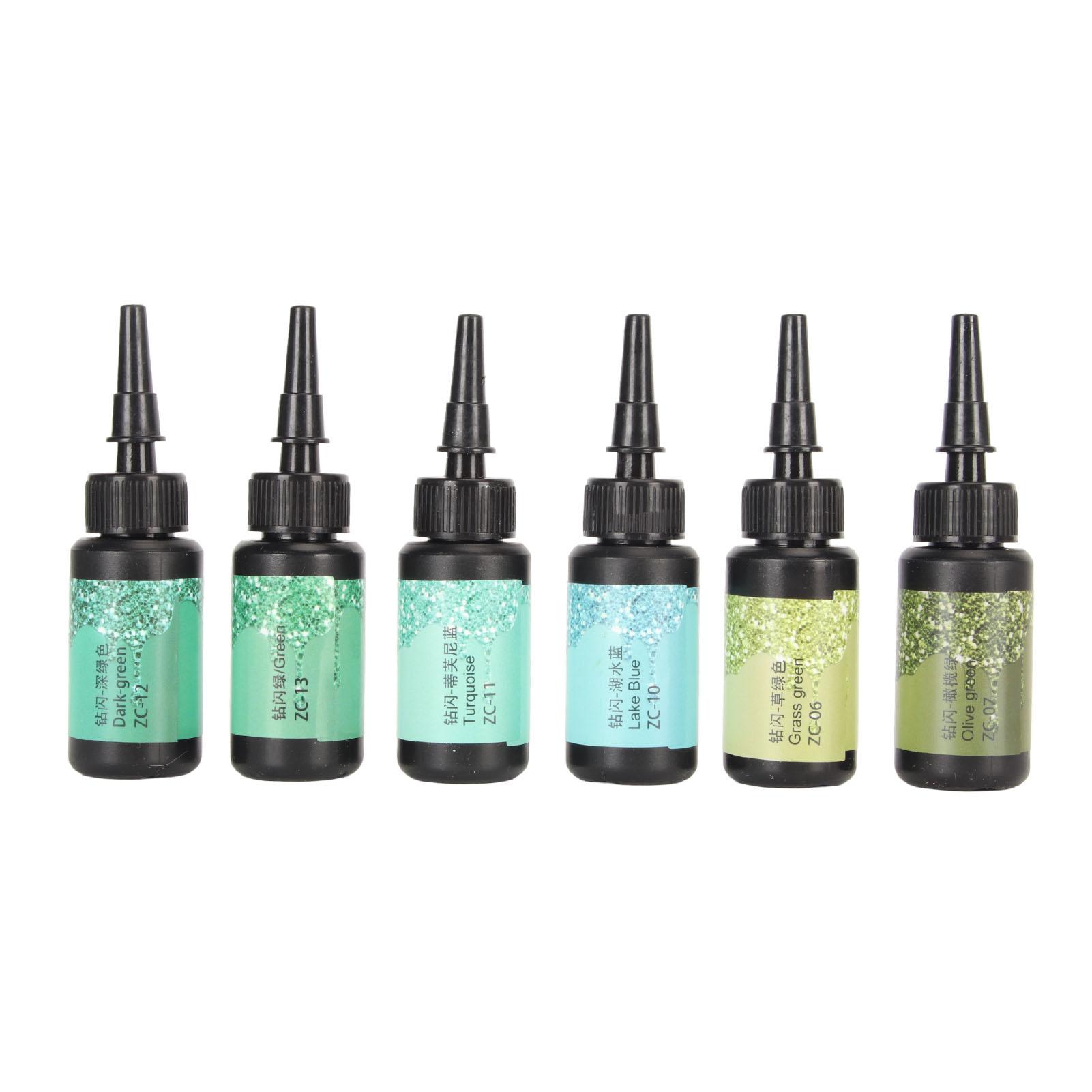 6 stuks Gekleurde UV Hars 10 ml per stuk Penvormig Snel Uithardend Aluminiumfolie Afsluiting UV Lijm voor Sieraden Knutselen