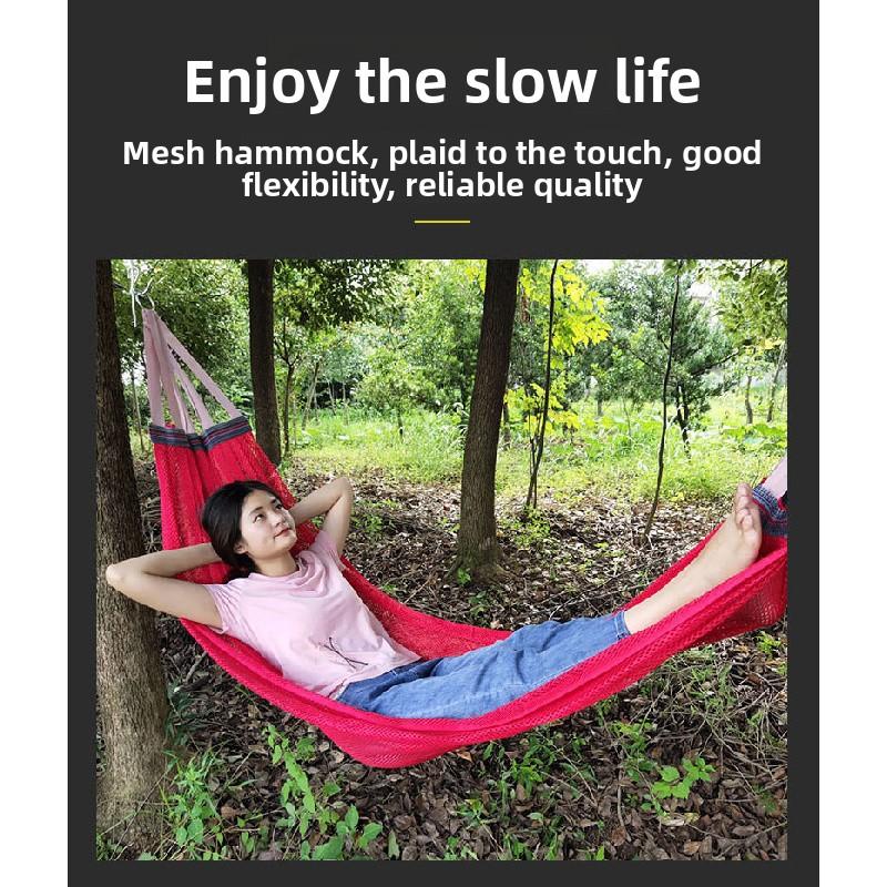 Hammock Outdoor Ice Silk Mesh Swing with Bent Rod Anti-Rollover Camping Travel Supplies