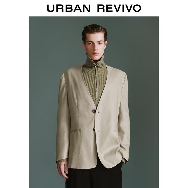 UR Men's Linen Relaxed Fit Single-Breasted Blazer