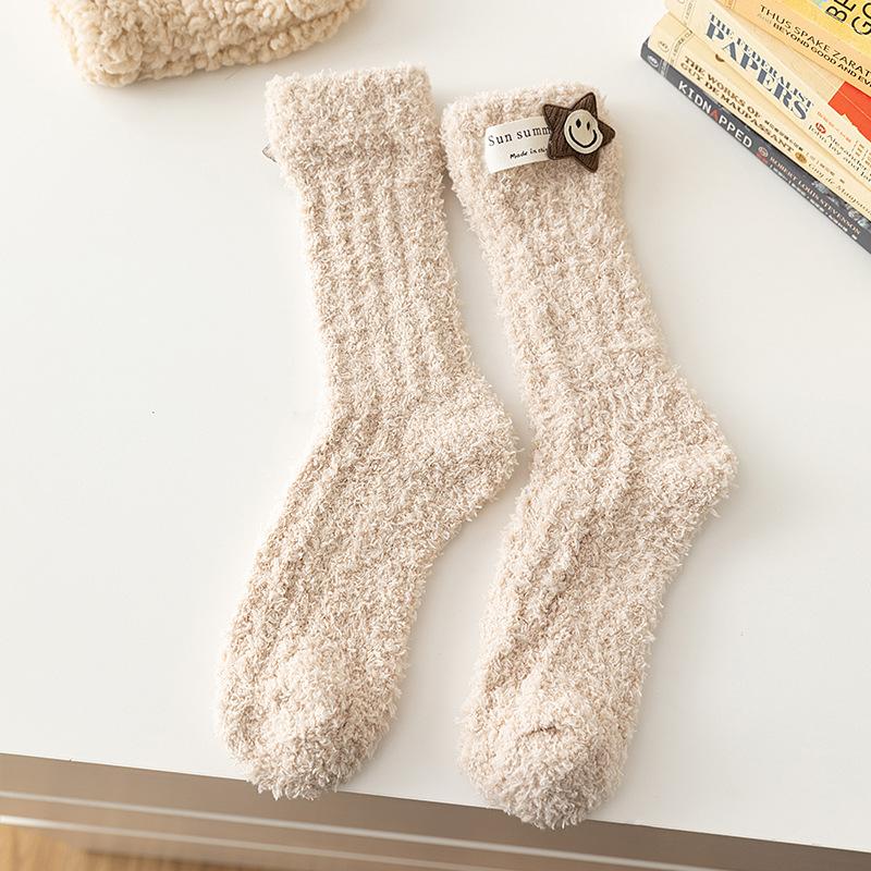Socks for Women Winter Coral-wool Thick Coral-wool Warm Mid-tube Socks for Foot Warmers