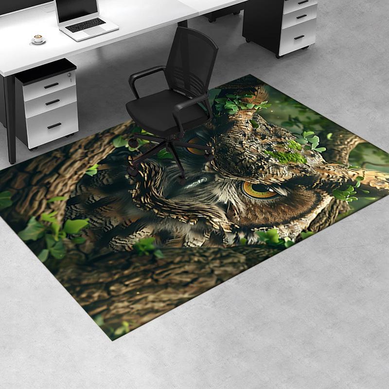 Forest Owl Theme Office Carpet Chair Mat Oversized Rug for Home Decor, Sofa Mat, Office Flooring Gift, Suitable for Bedroom, Living Room
