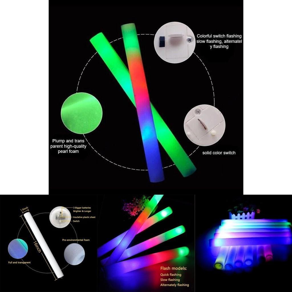 Bulk Pack Of 3 Large Sponge Glow Sticks Vibrant Colors Ideal For Live Performances