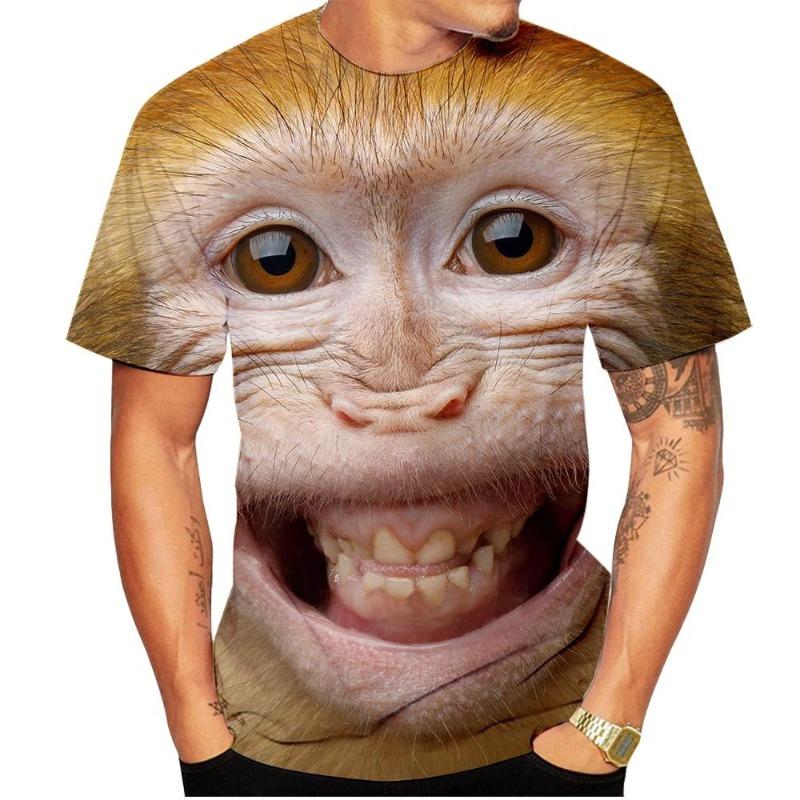 Casual Men s 3D Design Spoof Gorilla Funny Monkey T-Shirt Funny Pout Monkey 3D Printing Short Sleeve Shirt Kids 6XL