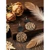 1 Pair New Vintage Brown Disc Printed Black Leaf Patchwork Black Leather Earrings