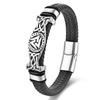 Black Leather Rope Cowhide Men's Double Layer, Genuine Leather Woven Bracelet Handmade Multilayer Leather Bracelet