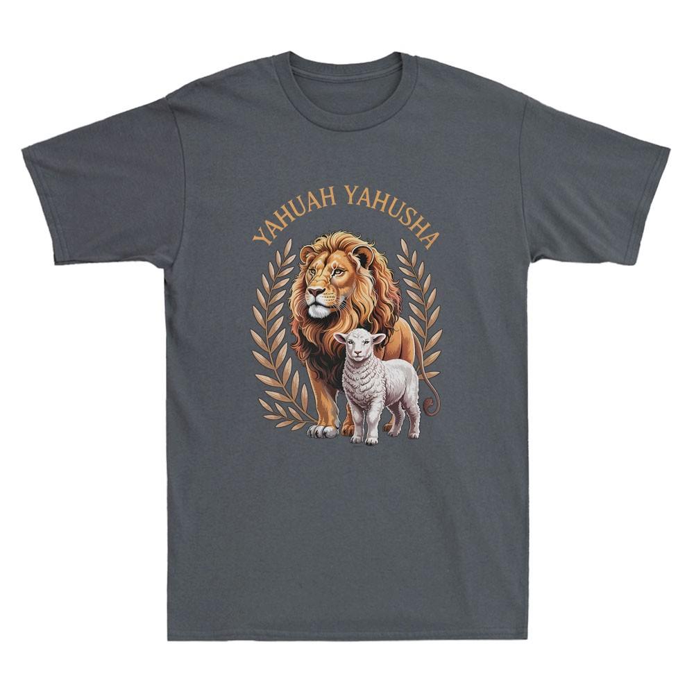 Lion Of Judah And Lamb Yahuah Yahusha Funny Graphic Unisexs Short Sleeve Tshirt