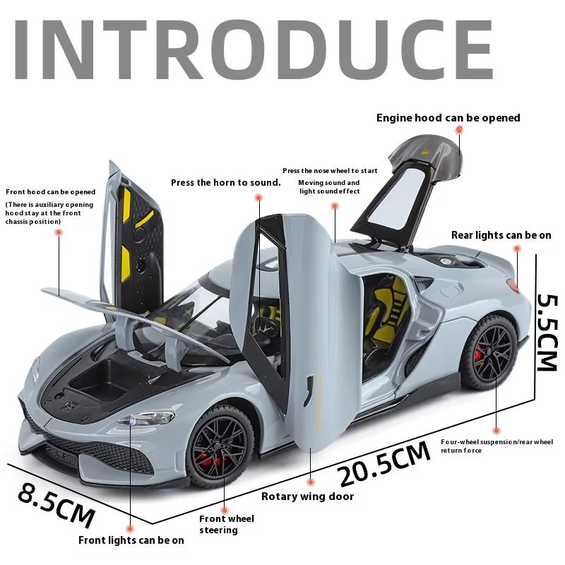 Новый 1:24 Gemera GT Super Sport Car Alloy Diecast Metal Model Car Sound & Light Hobby Collectibles Trendy Decoration Gift For Boyfriend