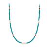 Turquoise and Red Agate Beaded Pearl Necklace - A Unique, French-style, Retro and Luxurious Choker Chain