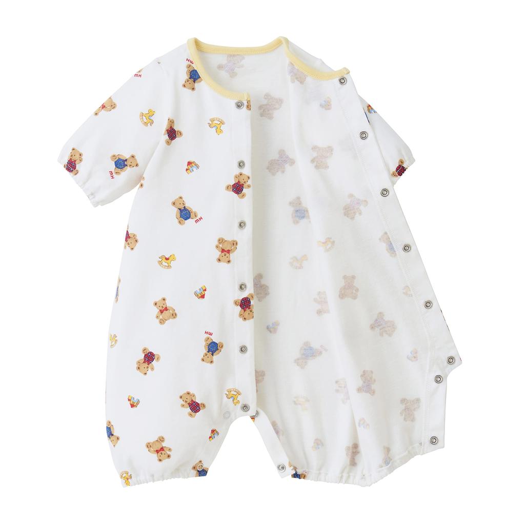 MIKI HOUSE Made In for Boys and Baby Size Pre-Owl Romper, Open-Front, Japan, Girls, Newborn, Pre-Birth Prep, Clothes, White, 40-1275-490, 50-60cm