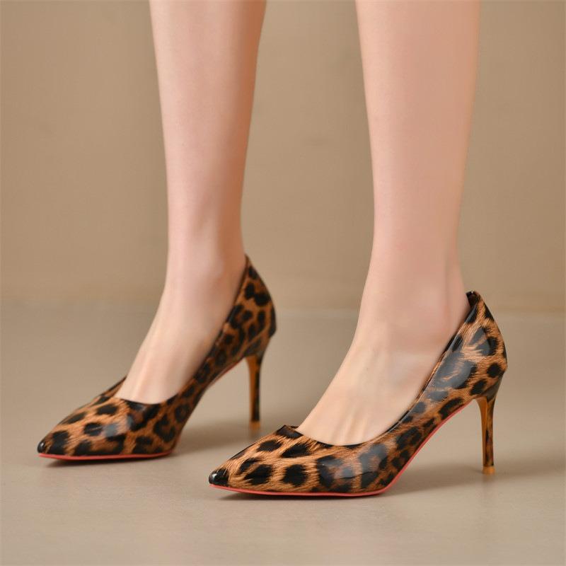 2025Retro Sexy Leopard Print Pump Women's Fashion High Heels Plus Size Single Shoe 35-42 Pointed Toe Thin Heels Party Dress Shoe