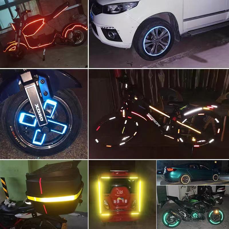 15 mm/30 mm DIY reflekterende klistremerker for biler, motorsykler, elektriske sykler, hjelmer, refleksremser Sikkerhetsadvarsel felgdekaltape