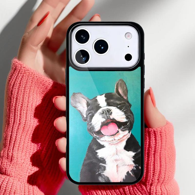 Cartoon French Bulldog Phone Case for iPhone 17 16 15 14 13 Pro Max Back Cover for 12 11 Pro Coque