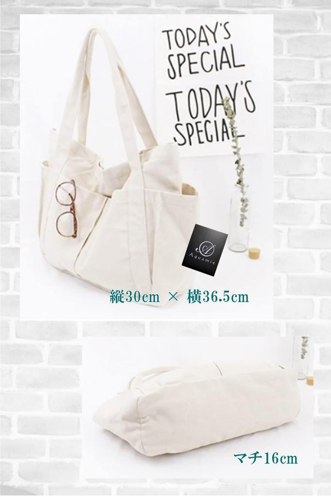 Aquamie Canvas Shoulder Tote Bag with Zipper, Large Capacity, Perfect for School or Commuting, Black