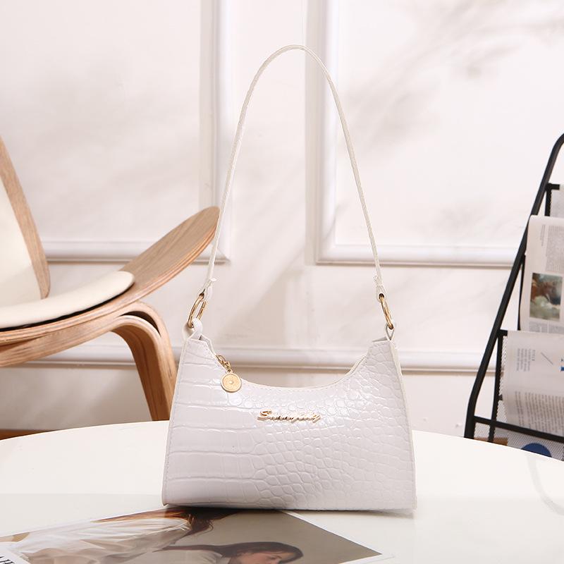 Crocodile Pattern Ladies Handbag with Letter Decoration