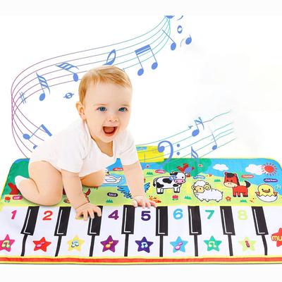 Tappetini musicali, tastiera, pianoforte, tappetino da gioco, pista da ballo, tappetino musicale, coperta con animali, tappetino da gioco, giocattoli educativi precoci per bambini, neonati e bambini piccoli (53,2x23,6 pollici)