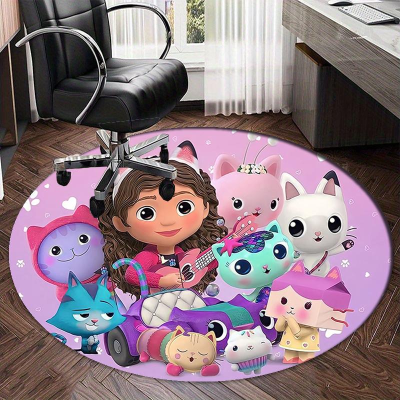 Gabby’s Dollhouse Printed Round Rug Carpet Chair Rug Area Rug Entryway Doormats,for Office Chair Living Room Bedroom Kitchen Room.