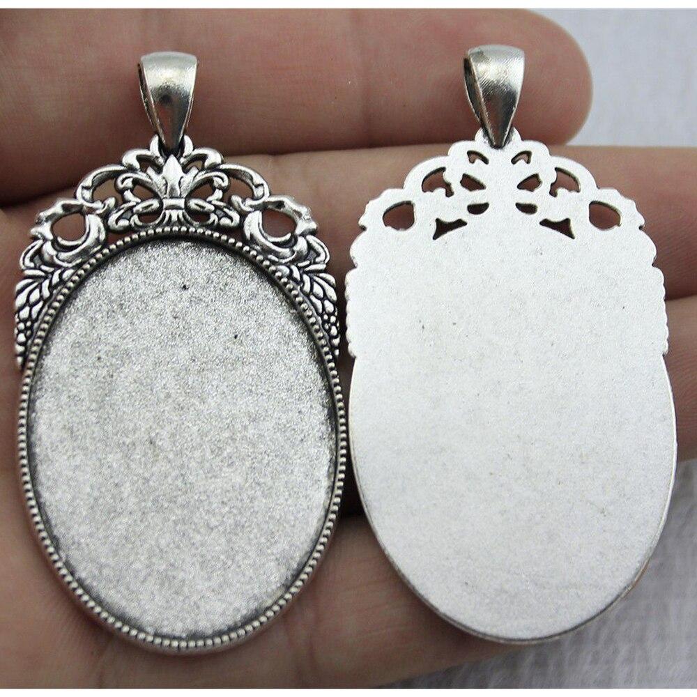 3ks 30x40mm Vnútorná veľkosť 60x32mm Vonkajšia veľkosť Vintage Starožitný Bronz Starožitná Strieborná Farba Alloy Cameo Cabošon Základné nastavenie