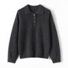 Long-sleeved Woolen Sweater for Women, Casual and Relaxed, with An Elegant V-neck Knitted Top.
