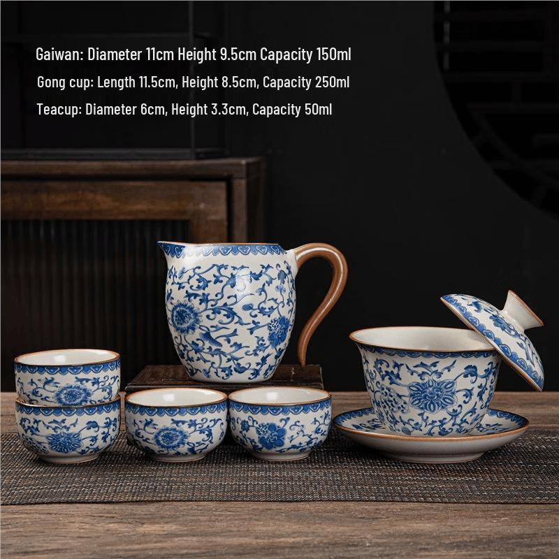Chaxun Ru Kiln Floral Gaiwan Tea Set