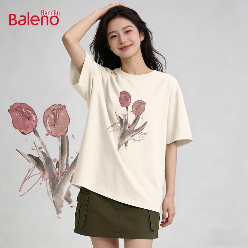Baleno Women s Pure Cotton Loose-Fit Short Sleeve T-Shirt L