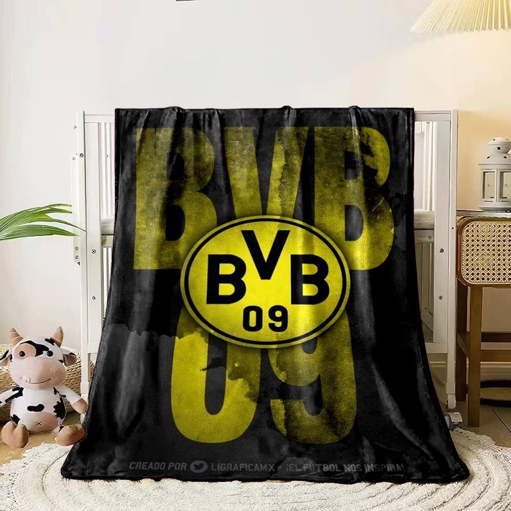 Borussia Dortmund Logo Black and Yellow Flannel blanket for bedroom living room sofa and nap