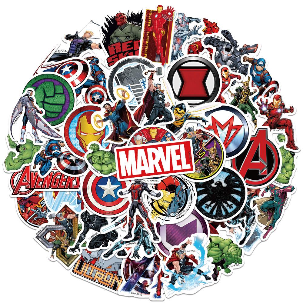 50pcs Disney Marvel Movie Avengers Heroes Assemble Stickers Waterproof Phone Laptop Luggage Guitar Notebook Decal Sticker