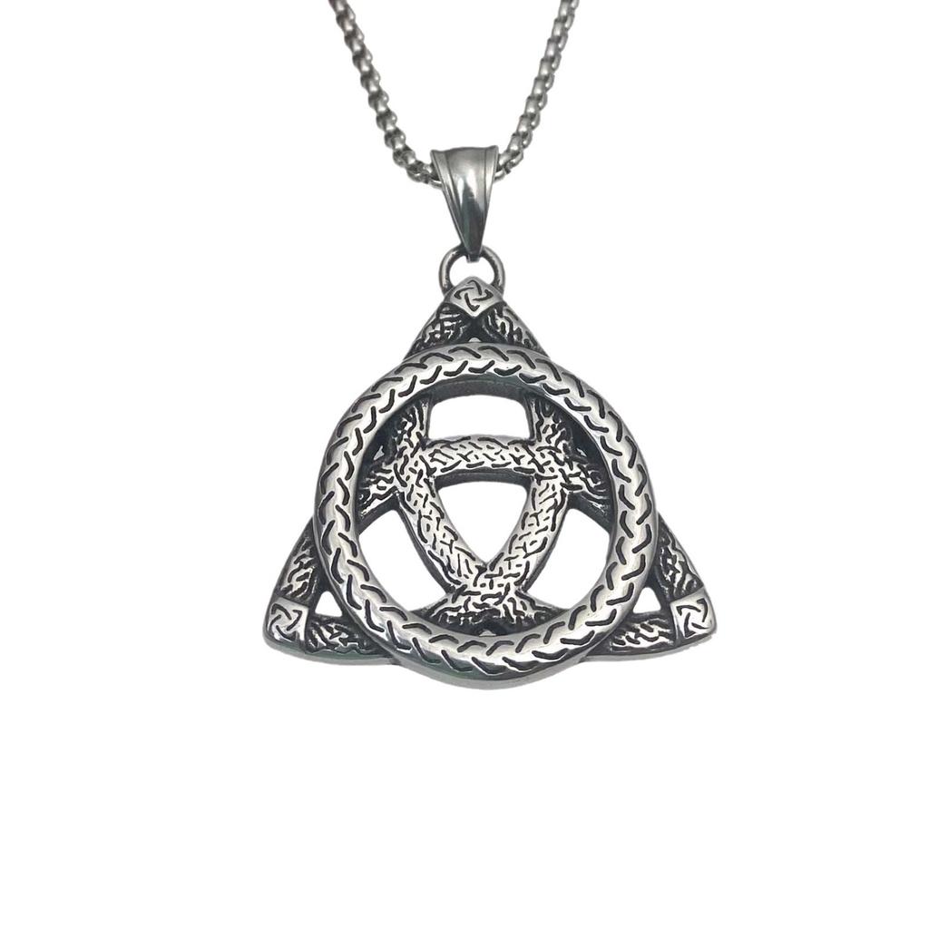 Necklace Retro Fashion Viking Celtic Men's Triangle Knot Pendant