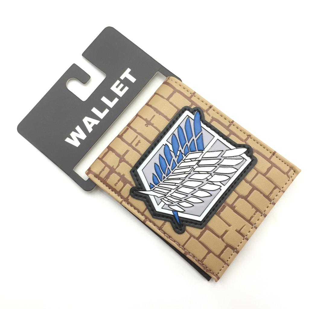 Attack on Titan Peripheral Wallet Brief Folding Mikasa Levi Survey Corps Wings of Freedom Leather Wallet Coin Purse Men