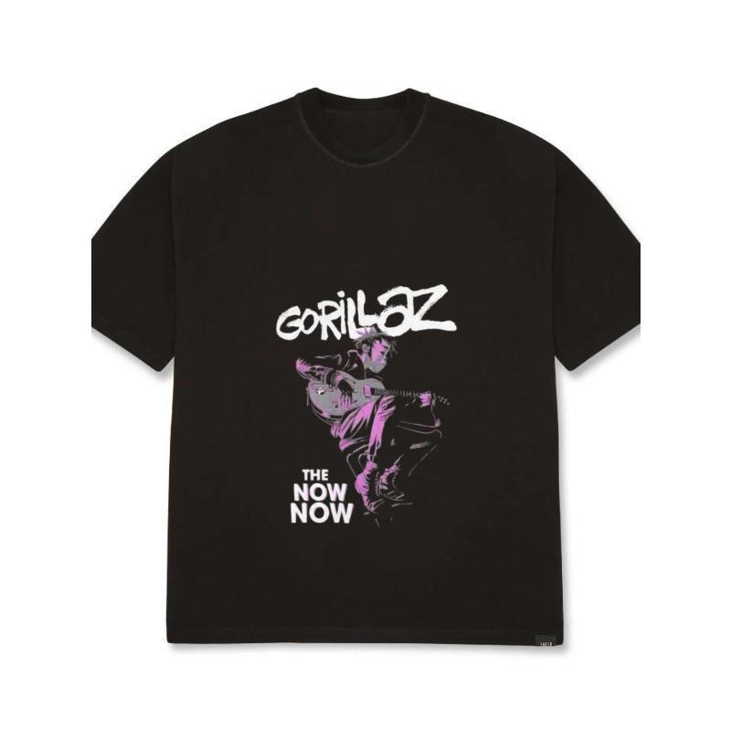 T-shirt bianca oversize Gorillaz The Now Now Stampa grafica maglietta unisex casual streetwear top per uomo e donna abbigliamento da festival musicale