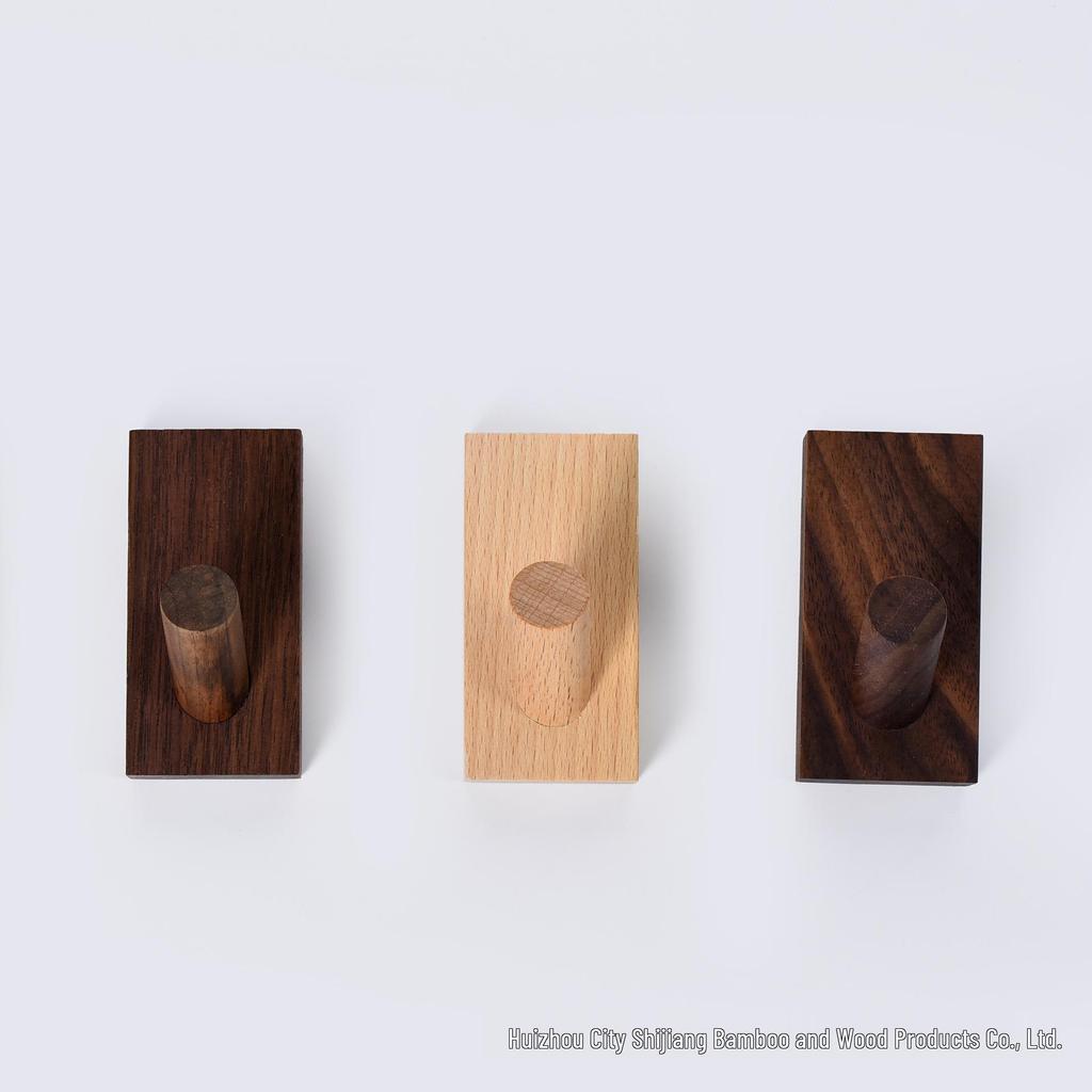 Nordic Style Solid Wood Wall-Mounted Coat Rack with Hooks