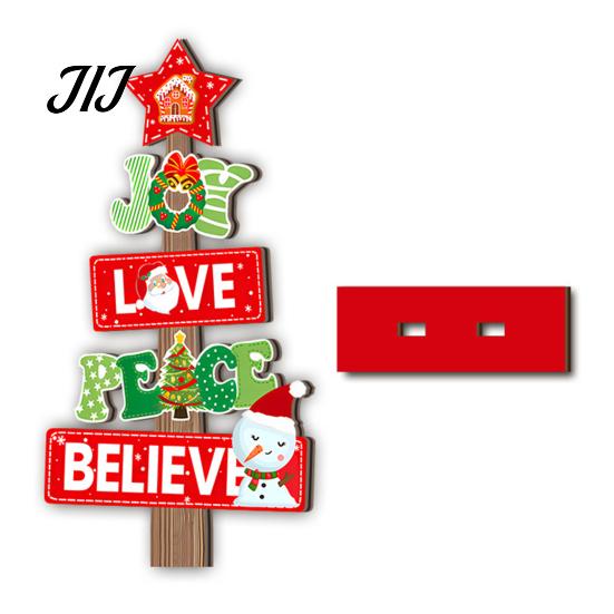 Double Sided Printed Decorations 2D Wooden Christmas Tabletop Ornaments, Xmas Tree Santa Lightweight Trees Snowman Sign with Stand, Holiday