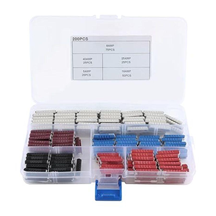 200PCS Car Torpedo Fuse Kit 5-40A Torpedo Shaped Combination for Classic Car