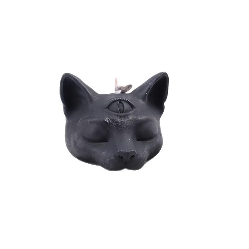 

Трехглазый кот Круглая бусина Трехмерная кошачья голова Домашнее украшение Хэллоуин Ароматическая свеча для создания атмосферы