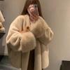Women Loose Faux Mink Fur Overcoat Autumn Winter Elegant Socialite Fashion Outerwear