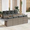 VidaXL 9-Piece Garden Sofa Set with Grey Cushions Poly Rattan Acacia 3356347