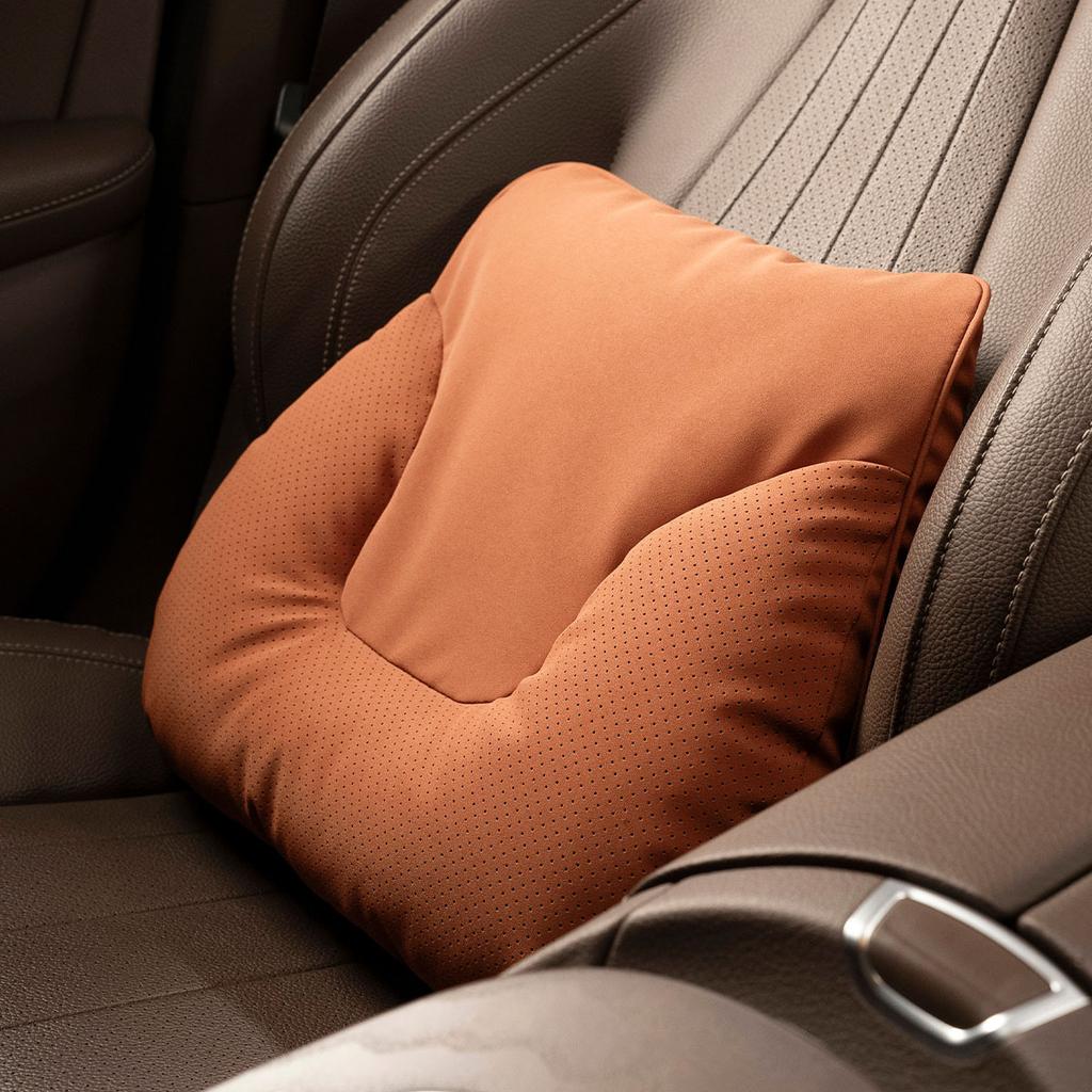 Luxury Suede Comfortable Car Neck Pillows Soft Car Waist Pillow Travel Auto Accessories Car Headrest and Lumbar Support Cushion