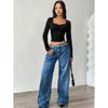 Women's Spring and Autumn Long-sleeved T-shirts Look Slim Slim Lace Patchwork Babes Top U-neck Base Shirt