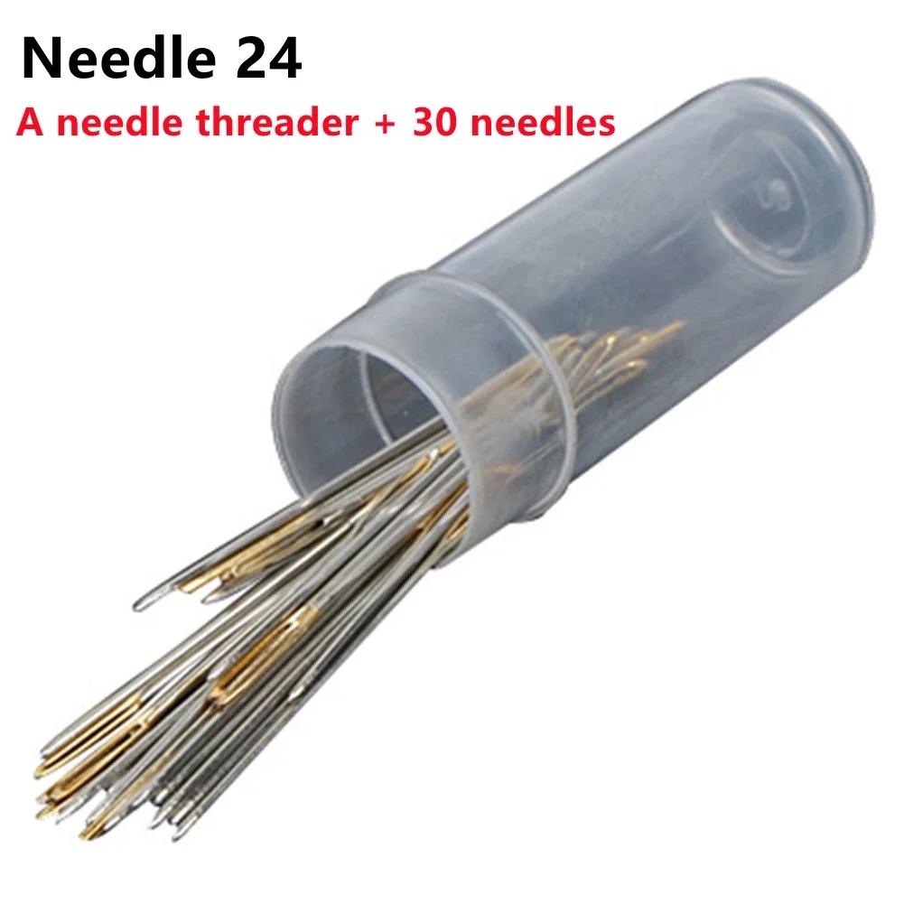 100/30PCS Multi-size Tail Embroidery Fabric Cross Stitch Darning Needles Craft Tools 22/24/26# Stainless Steel DIY Sewing Needle