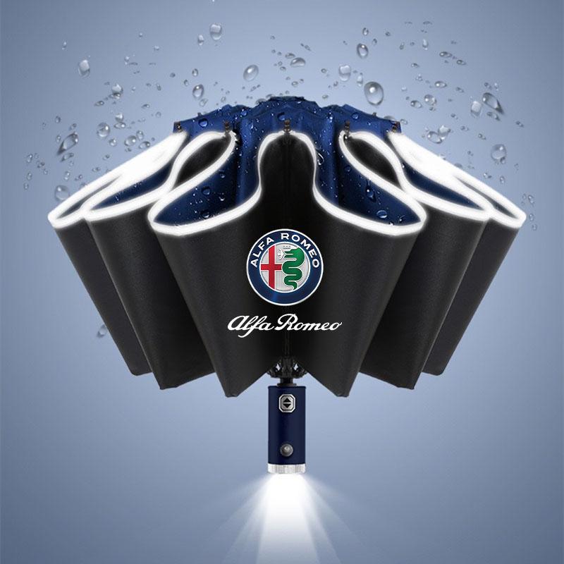 Για Αυτοκίνητο Alfa Romeo Αυτόματο Ομπρέλα με Φακό LED Ανακλαστική Λωρίδα Για Alfa Romeo giulietta 159 mito giulia stelvio 147