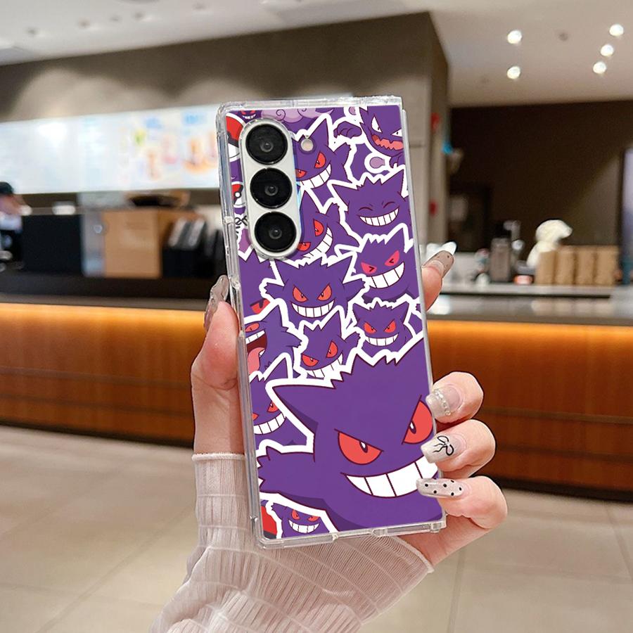 Hot Pokemon Gengar Transparent Soft Phone Cover Case for Samsung Galaxy Z Fold 7 6 5 4 3 ZFold6 ZFold5 ZFold7 ZFold3 ZFold4