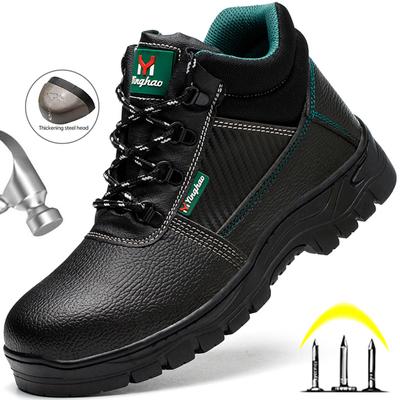 Steel Toe Safety Shoes Men Leather Boots Work Shoes Male Anti-smash Ndestructible Shoes Men Safety Work Boots Industrial Shoes