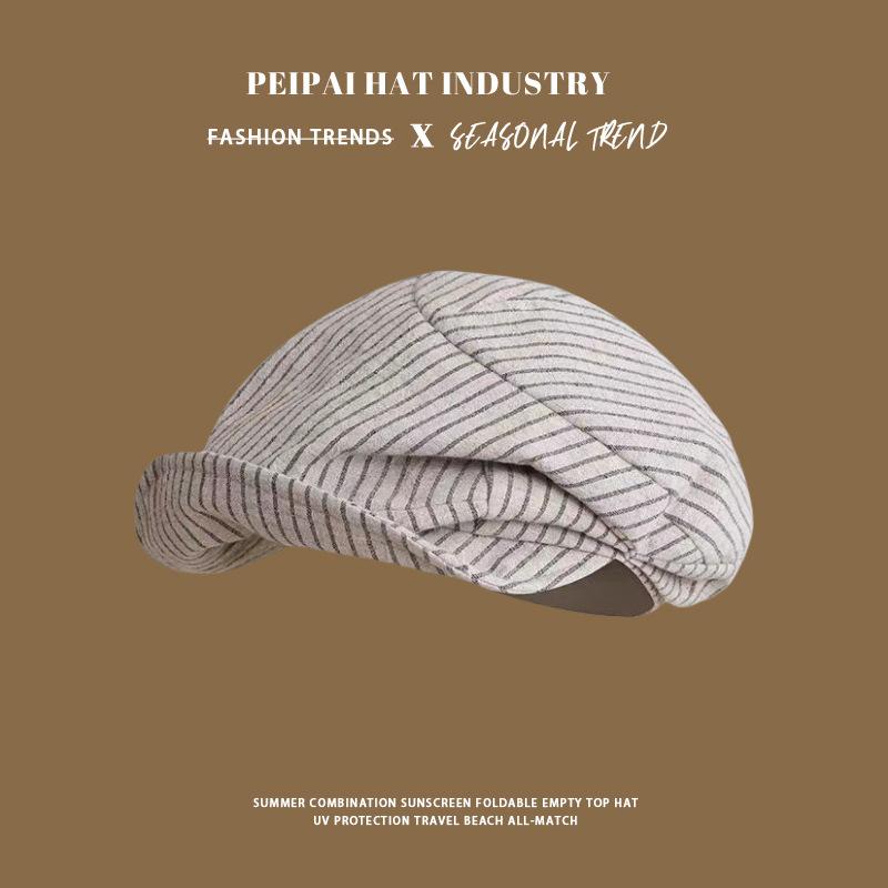 Hat, pleat, versatile, vintage painter's hat, literary casual octagonal hat, Japanese soft-brimmed hat