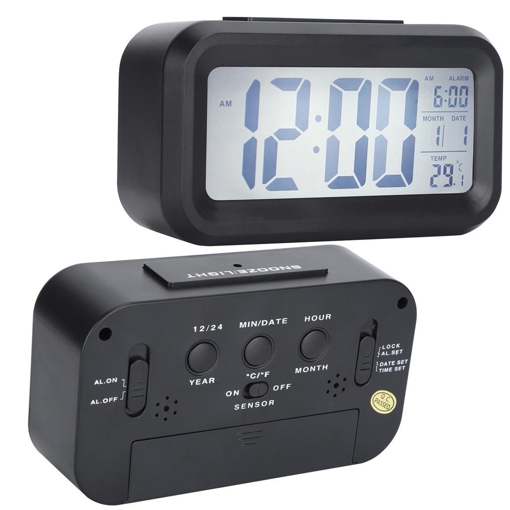LCD Electronic Clock Large Screen Mute Smart Time Temperature Display Alarm Clock GHY‑501
