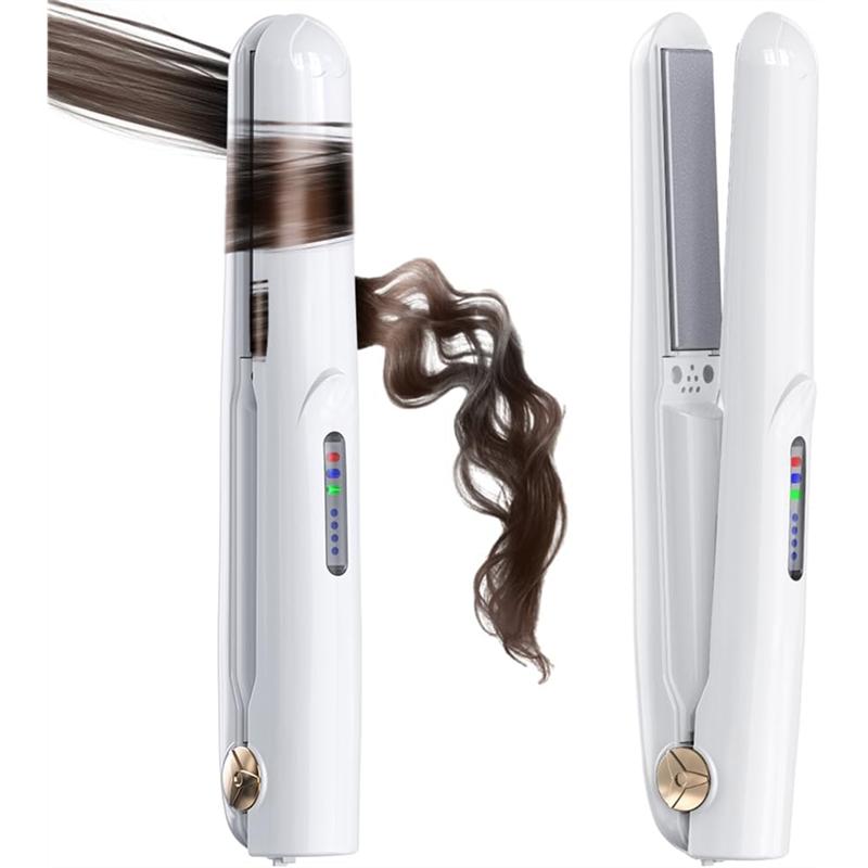 

Mini Cordless Hair Straightener And Curler Portable Travel Hot Tool Cordless USB Charging Straight Curl Support белый